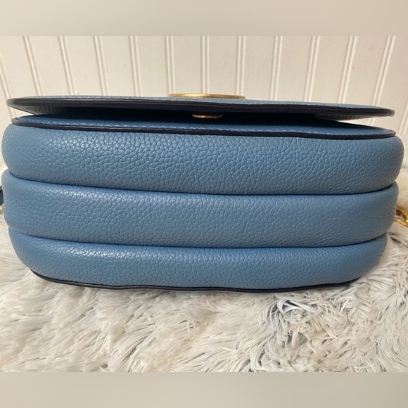 Tory Burch Everly Leather Flap Saddle Bag in Blue Yonder MSRP $458 -EUC - Picture 7 of 11
